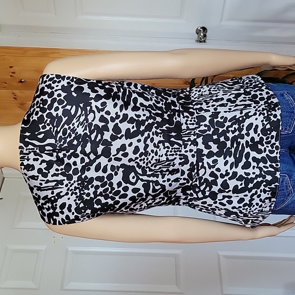 Ann Taylor Gray/Black Silk Animal Print Sleeveless - Picture 3 of 4